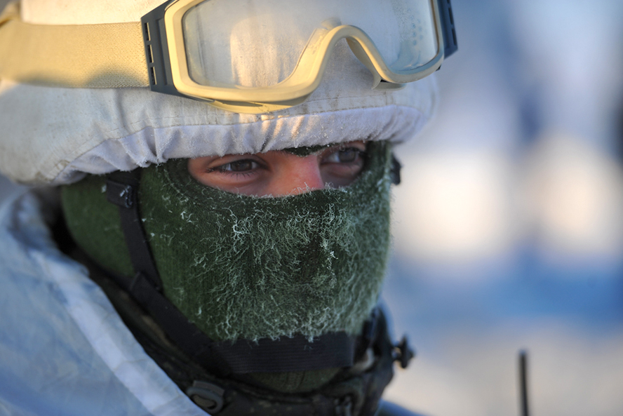 A Russian soldier participates in a military exercise currently underway in Russia's Arctic. (Russia's Military of Defence)