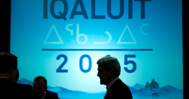 United States Secretary of State John Kerry leaves a news conference at the Arctic Council Ministerial meeting Friday, April 24, 2015 in Iqaluit, Nunavut. Ministers from the eight Arctic nations and the leaders of northern indigenous groups form the Council. (Paul Chiasson/The Canadian Press)