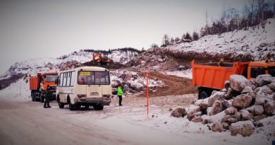 Construction work on E105 between the old check-point and Borisoglebsk. (Thomas Nilsen/Barents Observer)