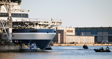 Finland's Nordica icebreaker ship docked in the Helsinki port on May 1, 2012. (Roni Rekomaa/AFP/GettyImages)