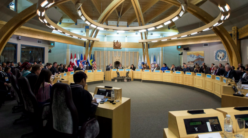 Delegates attend the Arctic Council Ministerial meeting Friday, April 24, 2015 in Iqaluit, Nunavut. Ministers from the eight Arctic nations and the leaders of northern indigenous groups form the Council. (Paul Chiasson/The Canadian Press)