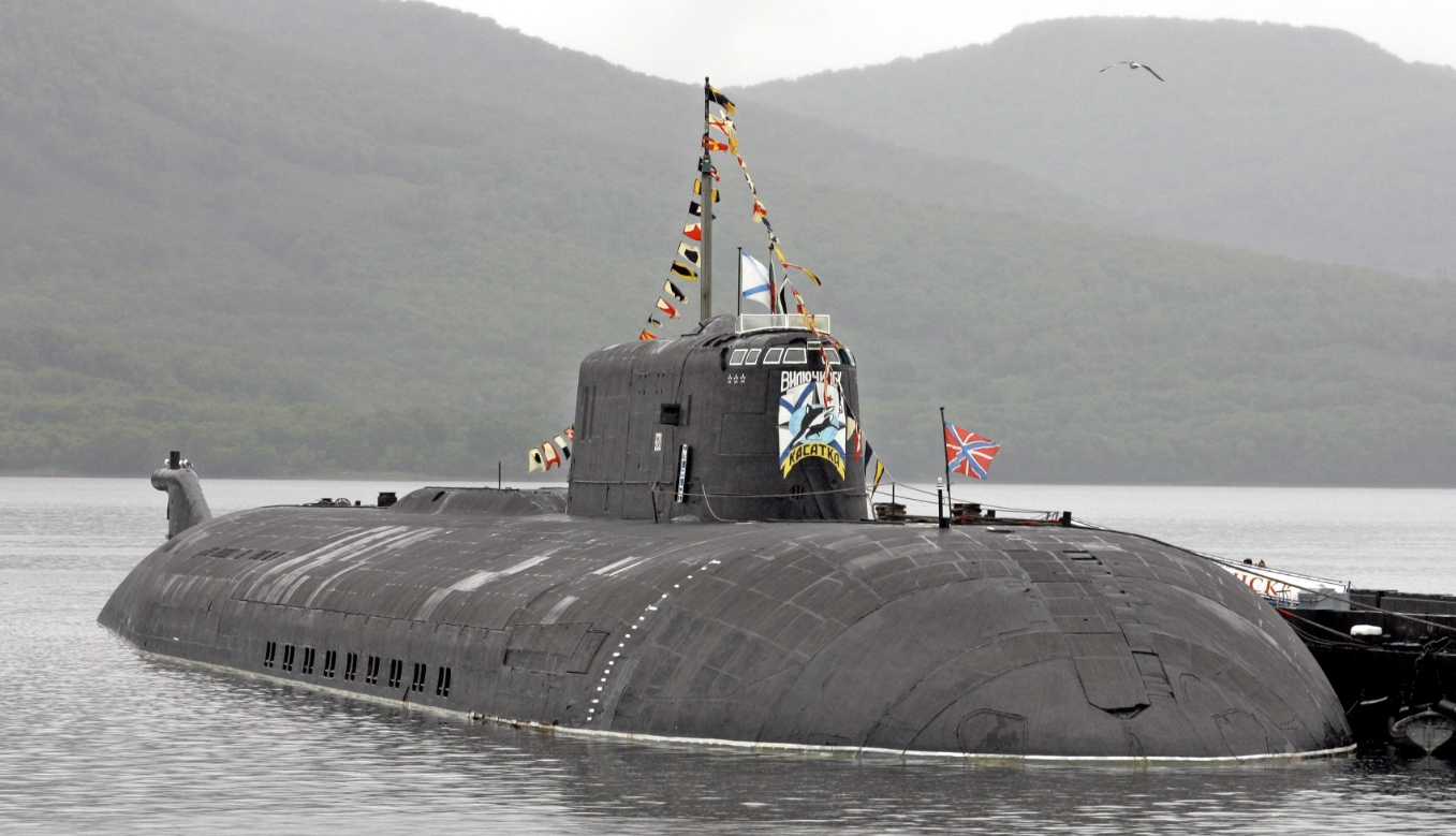 In this 2007 file photo the Vilyuchinsk submarine is moored at a harbor on the Pacific peninsula of Kamchatka. The Orel submarine, of the same type as the Vilyuchinsk, caught fire during repairs at the Zvezdochka shipyard in Severodvinsk, about 1000 kilometers (620 miles) north of Moscow on the White Sea. (AP)