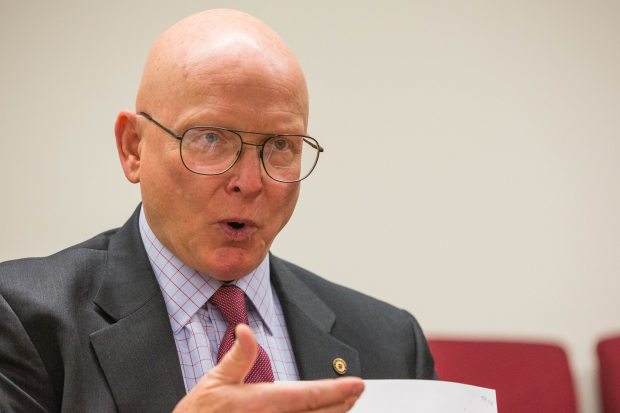 Retired U.S. Coast Guard Admiral Robert Papp, the U.S. Special Representative for the Arctic, is interviewed at the Alaska Dispatch News office on Tuesday, May 26, 2015. (Loren Holmes / ADN)