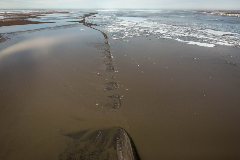 The Dalton Highway was washed out south of Deadhorse on Thursday, May 21, 2015. (Loren Holmes / Alaska Dispatch News)