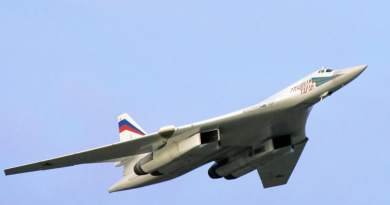 A Russian Tupolev-160 strategic bomber jet near the city of Murmansk, in Arctic Russia, in 2005. (Alexey Panov /AFP/Getty Images)