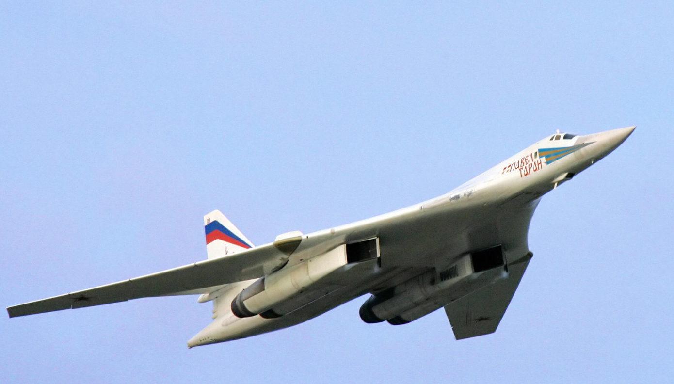 A Russian Tupolev-160 strategic bomber jet near the city of Murmansk, in Arctic Russia, in 2005. (Alexey Panov /AFP/Getty Images)