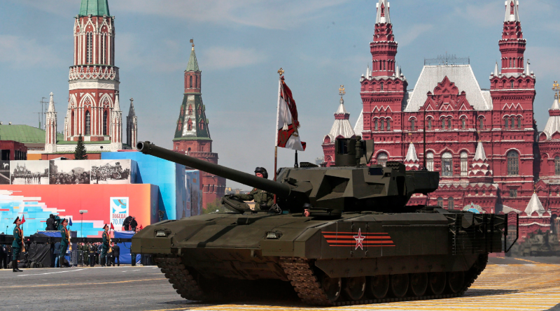 New Russian Armata tank is driven during the Victory Parade marking the 70th anniversary of the defeat of the Nazis in World War II, in Red Square, Moscow, Russia, Saturday, May 9, 2015. (Ivan Sekretarev/AP)
