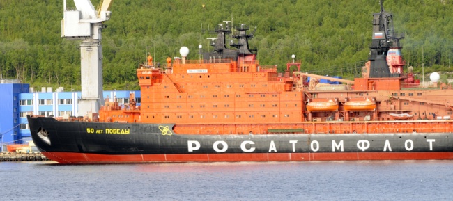 The nuclear powered icebreaker "50 Let Pobedy" at port in Murmansk. (Photo: Thomas Nilsen)