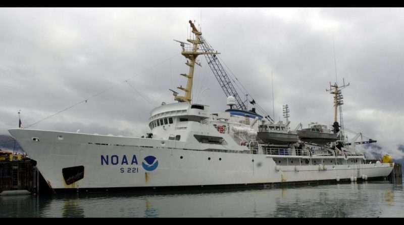 The NOAA ship Rainier in Seward in 2001 for a Resurrection Bay mapping project Wednesday. (Erik Hill / Alaska Dispatch News)