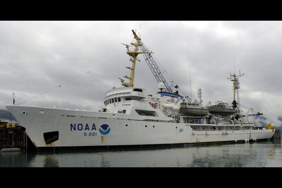 The NOAA ship Rainier in Seward in 2001 for a Resurrection Bay mapping project Wednesday. (Erik Hill / Alaska Dispatch News)