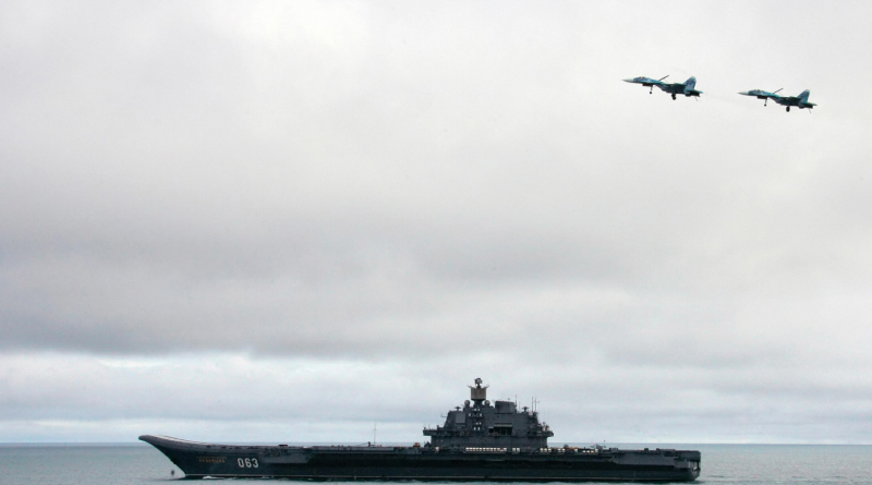 Russian aircraft-carrier Admiral Kuzhetsov is seen during a military exercise involving the North Fleet in 2005. (Alexey Panov/AFP/Getty Images)