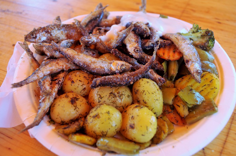 Fried vendace – Finnish fish and chips – at Market Square. (Mia Bennett)