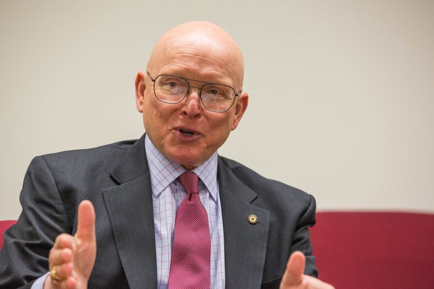 Retired U.S. Coast Guard Admiral Robert Papp, the U.S. Special Representative for the Arctic, is interviewed at the Alaska Dispatch News office on Tuesday, May 26, 2015. (Loren Holmes / Alaska Dispatch News)