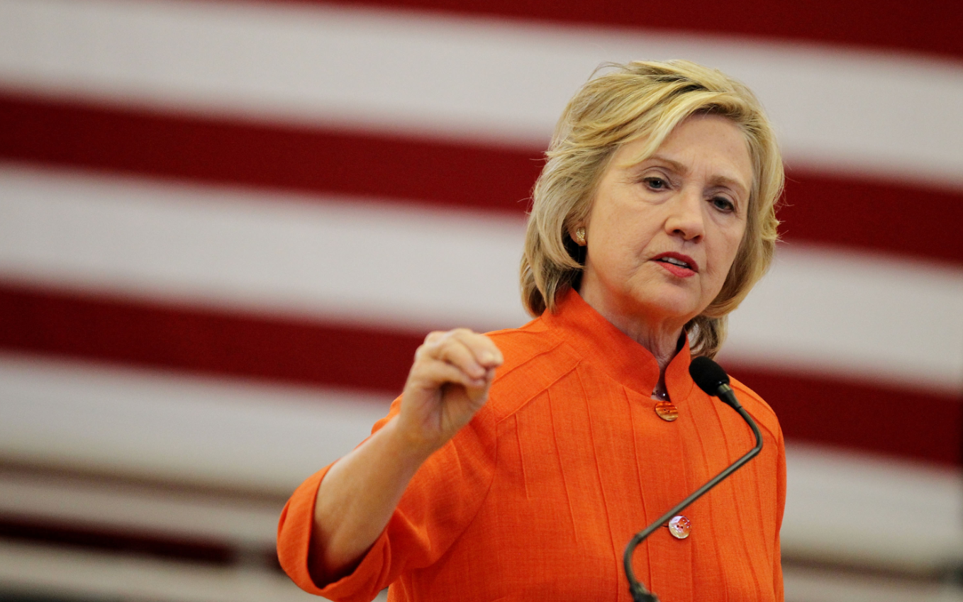 Democratic presidential candidate and former U.S. Secretary of State Hillary Clinton answers questions from members of the media following a campaign stop in North Las Vegas, Nevada on Tuesday. (Isaac Brekken/Getty Images)
