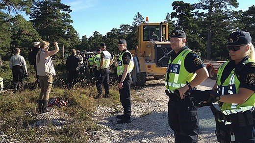 Ojnare forest protest in Gotland. (Cristina Jardim Ribeiro/Radio Sweden Gotland)