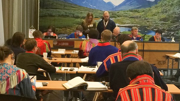 A meeting of the Sami parliament in Arvidsjaur. (Jenny Israelsson Skoglund/ Sameradion & SVT Sápmi)