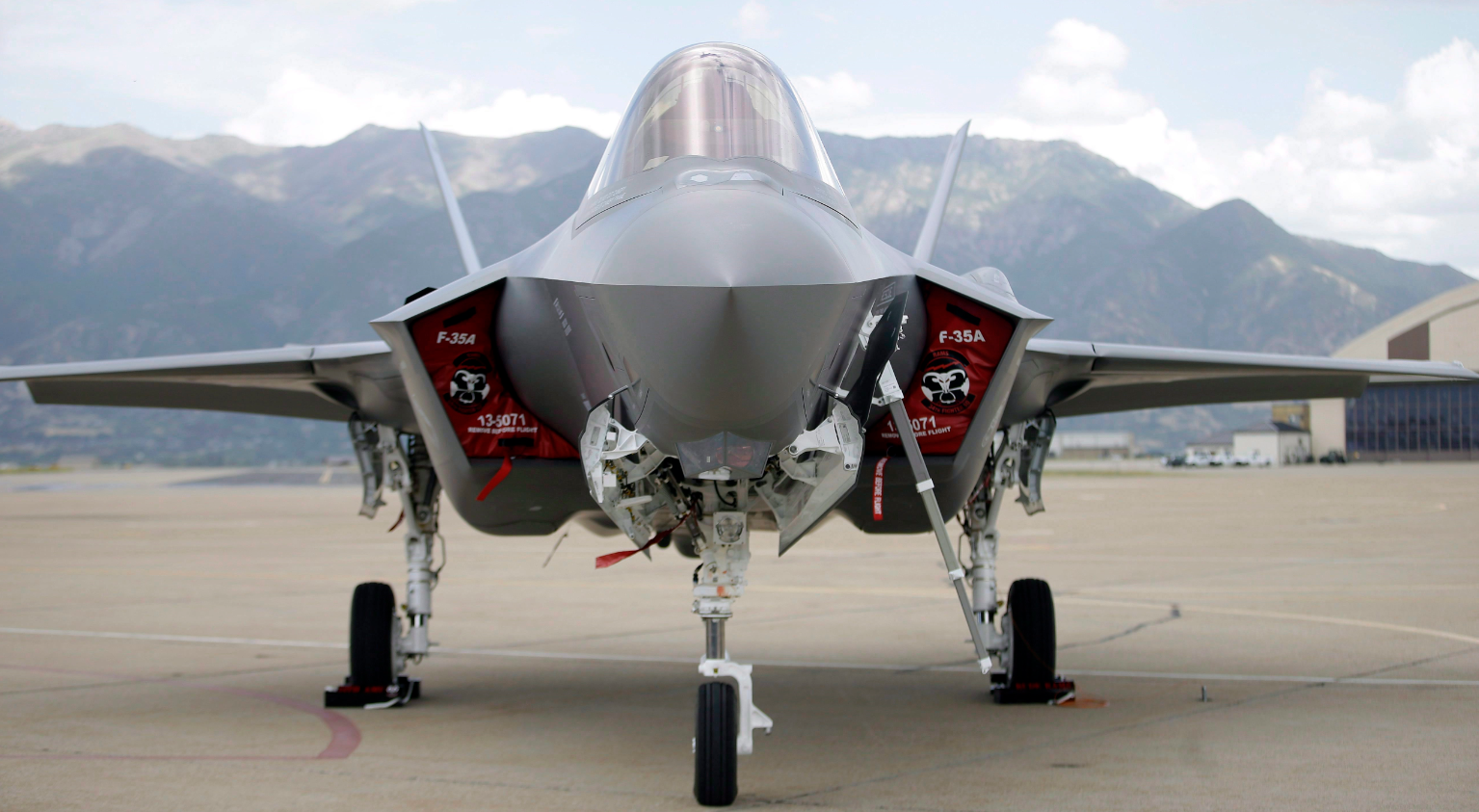 An F-35 jet sits on the tarmac at its new operational base Wednesday, Sept. 2, 2015, at Hill Air Force Base, in northern Utah in the United States. Norway's recent procurement of F-35s is the most costly purchase in the history of the Norwegian armed forces. (Rick Bowmer/AP)