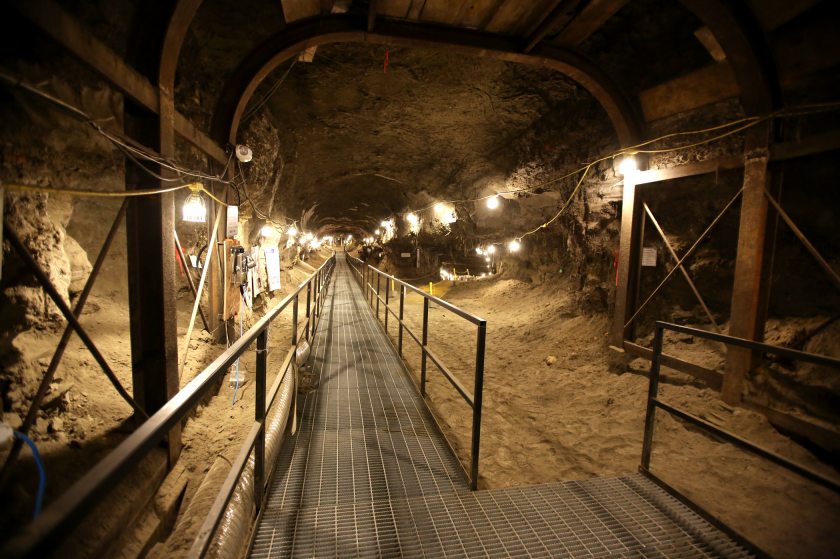The permafrost tunnel on Thursday, August 20, 2015. It was created between 1963-1969 and is run and maintained by the United States Army. The tunnel is used by researchers in a variety of fields including permafrost, geocryology, geology, paleontology, paleoclimatology, biology and more. (Shelby Lum / Alaska Dispatch News)