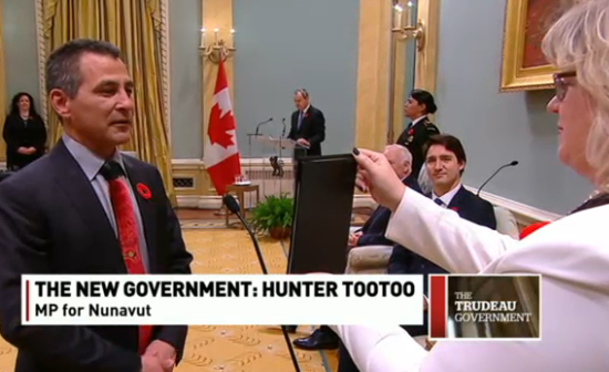 Hunter Tootoo being sworn in on Wednesday as Canada's minister of Fisheries and Oceans and the Canadian Coast Guard was your most read Eye on the Arctic story this week. (CBC News)