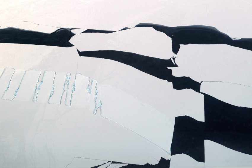Aerial view of open leads of water in the ice pack on the Chukchi Sea along the coast of Northwest Alaska just south of Kivalina on Monday, Feb. 16, 2015. (Bill Roth / Alaska Dispatch News)
