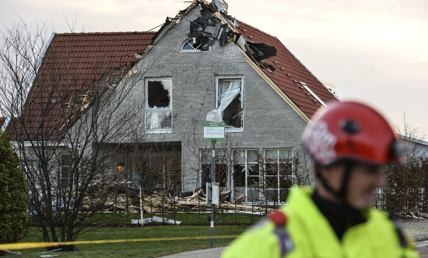 A house damaged by storm Gorm in Helsingborg Sweden on November 30, 2015. (Johan Nilsson/TT/AFP/Getty Images)