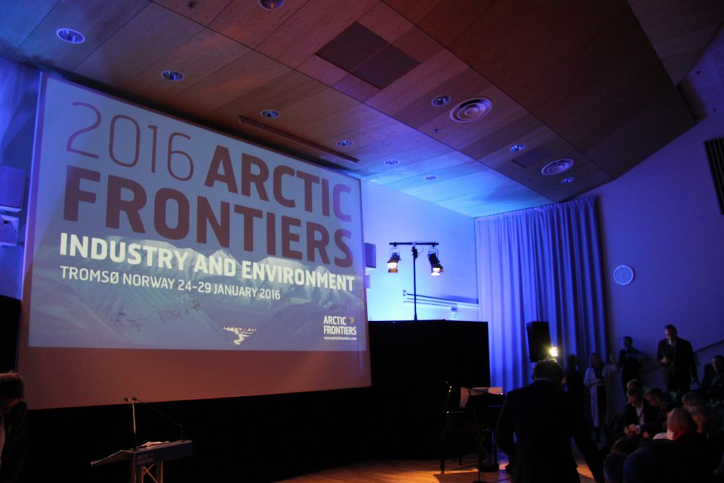 The Arctic Frontiers logo was everywhere in Tromso this week for the international gathering. (Eilis Quinn/Eye on the Arctic)