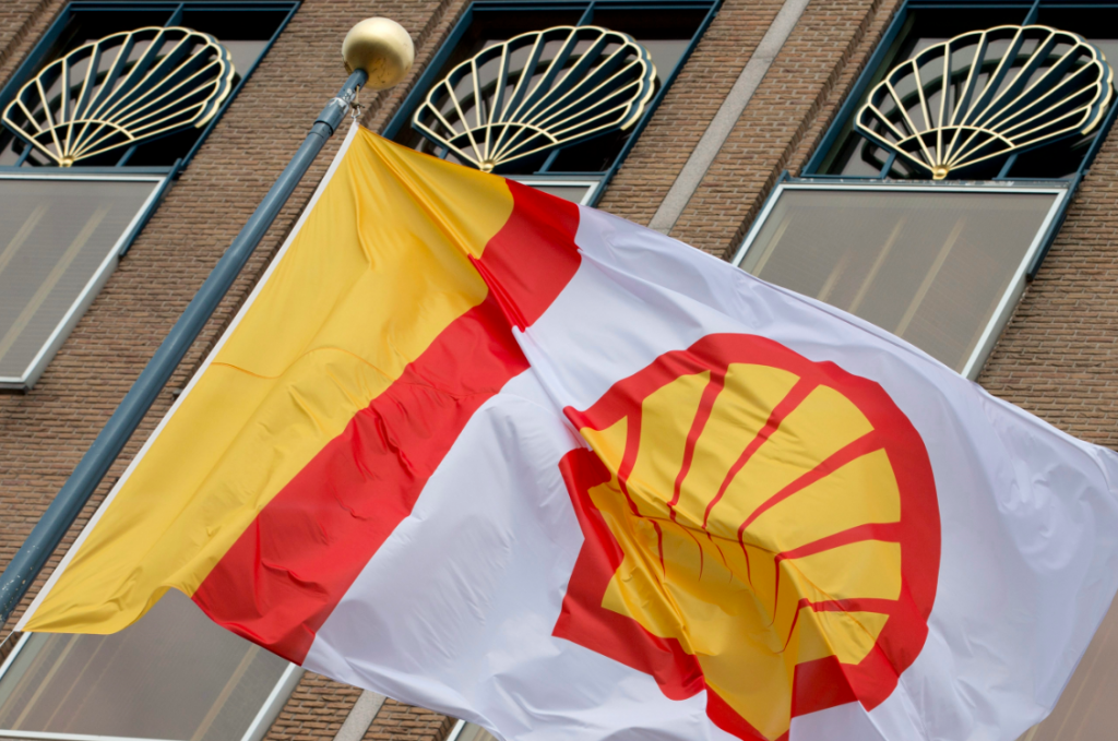 The Royal Dutch Shell logo outside the company's head office in The Hague, Netherlands.Shell has sought to extend its offshore Arctic leases in the Beaufort and Chukchi seas and in December appealed a denial of that extension. On Wednesday, a coaltion of environmental groups as to be allowed to intervene in the appeal. (Peter Dejong/File/AP)