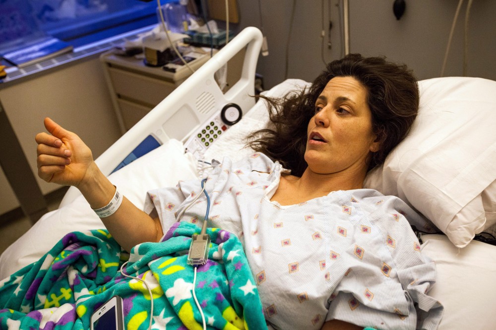 Iditarod veteran Karin Hendrickson is shown at the Providence Alaska Medical Center, Thurdsay, Nov. 27, 2014. (Tara Young/AP Photo/Alaska Dispatch News)