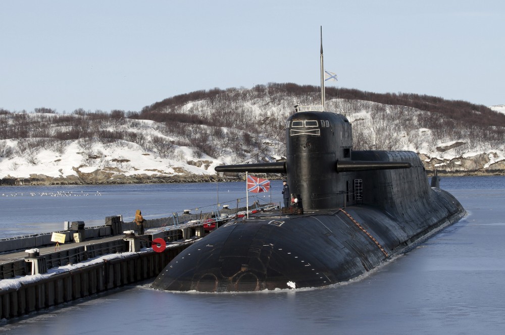 A view shows Russia's nuclear-powered submarine Yekaterinburg at a Russian navy base in Murmansk region March 16, 2011. REUTERS/Andrei Pronin