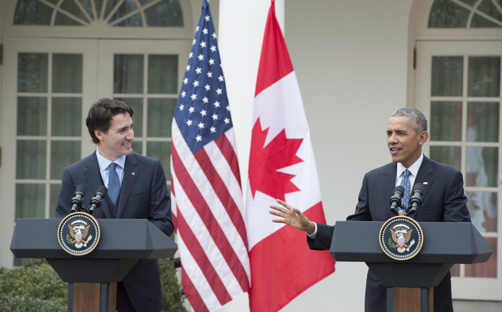 Prime Minister Justin Trudeau (left) and U.S. President Barack Obama hold a joint news conference in the Rose Garden at the White House in Washington, D.C. on Thursday, March 10, 2016. Paul Chiasson/THE CANADIAN PRESS