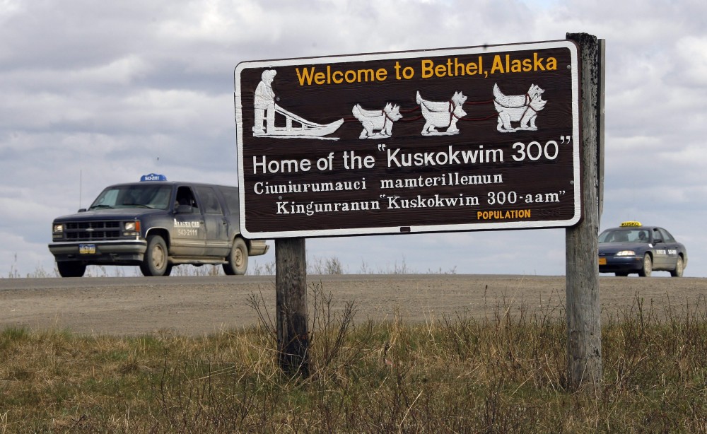 Taxicabs drive the road to the airport in Bethel, Alaska, Sunday, May 20, 2007. (Al Grillo/AP Photo)