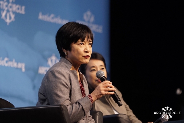 Japan’s Ambassador in Charge of Arctic Affairs Kazuko Shiraishi speaks at Arctic Circle Assembly in Reykjavik, Iceland, in October 2015. Photo: Arcticcircle.org