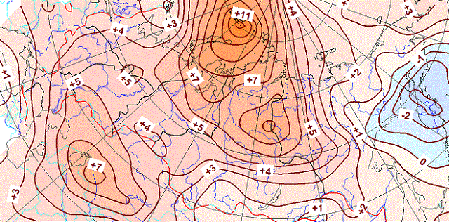 Anomalies of air temperatures (compared to norm from 1961-1990) in December-February 2015-2016. Meteoinfo.ru
