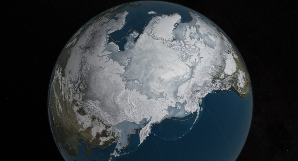 This image provided by NASA shows Arctic sea ice at it maximum, the lowest on record. The winter maximum level of Arctic sea ice shrank to the smallest on record, thanks to extraordinarily warm temperatures, federal scientists said. (NASA/AP/The Canadian Press)