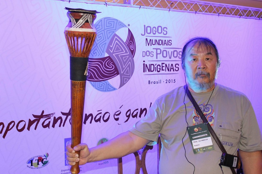 Pavel Sulyandziga, President of the Batani Fund, pictured at World Indigenous Games in Brazil. (via batanifund.org)
