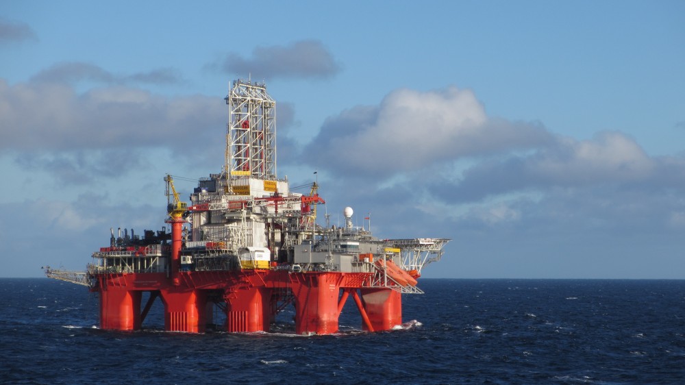 Transocean Spitsbergen deep water drilling rig in the Barents Sea. Photo courtesy of OMV