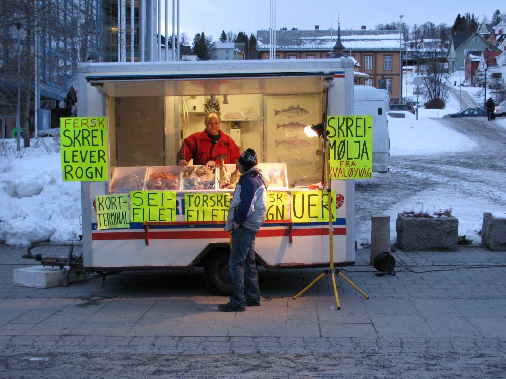 Skrei on offer at a fish stand in Arctic Tromso. Photo: Irene Quaile