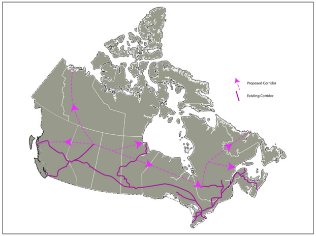 Map of proposed Northern Corridor. Source: Sulzenko and Fellows (2016).