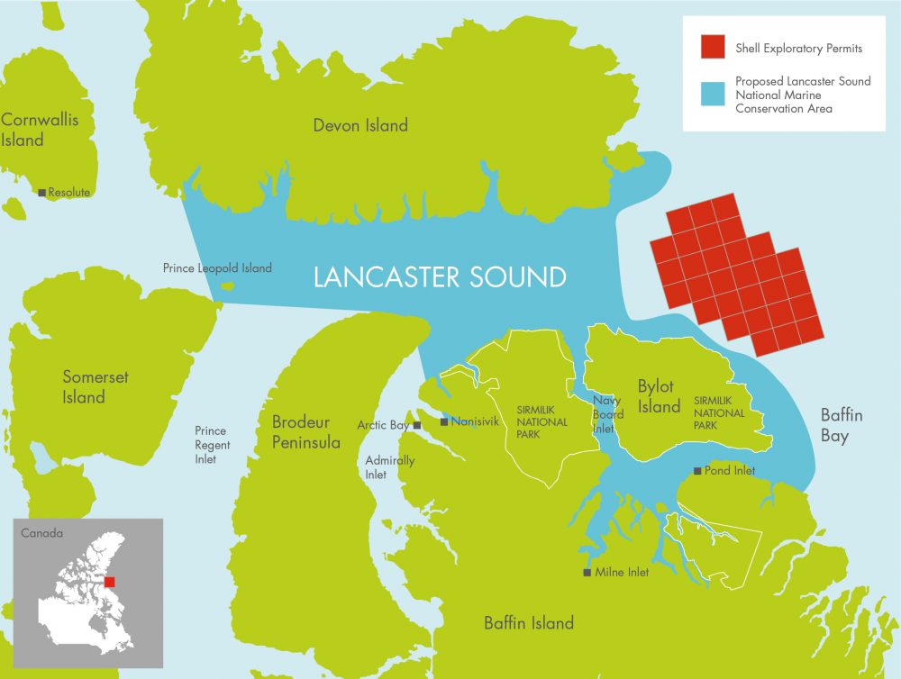 Map shows location of proposed marine park and area freed by the release of offshore leases in red. © Nature Conservancy Canada