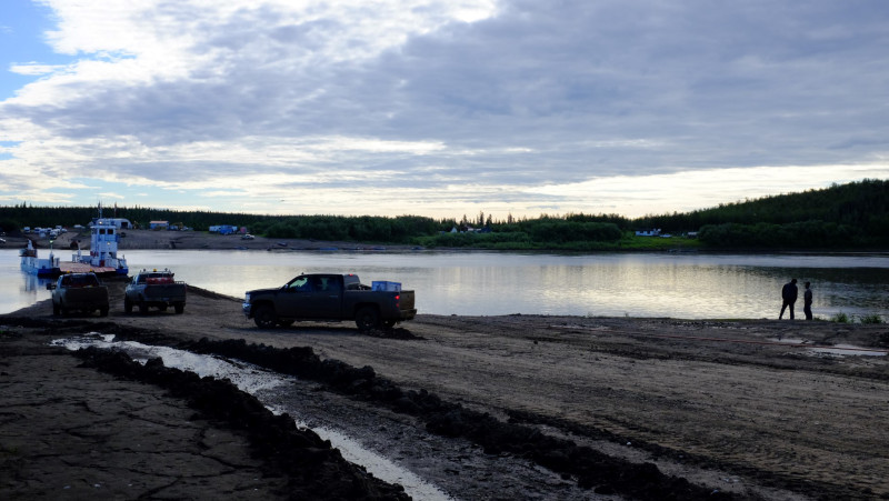 Not much to do when the ferry is closed on the Peel River in the Dempster Highway. (Mia Bennett)