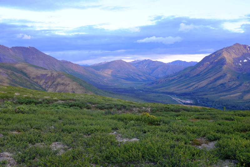 The highway as it stretches through Tombstone Territorial Park, viewed from Goldensides. (Mia Bennett)