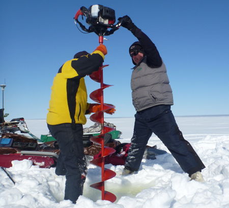 Measurements were taken both at the top and bottom of shallow Arctic lakes, many measuring only around one metre deep. (Courtesy Chris Arp)