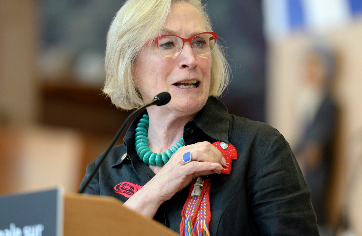 Canada's Indigenous Affairs Minister Carolyn Bennett unveiled details about the inquiry into Murdered and Missing Indigenous Women at a news conference in Gatineau, Quebec on Wednesday. (Justin Tang/The Canadian Press)