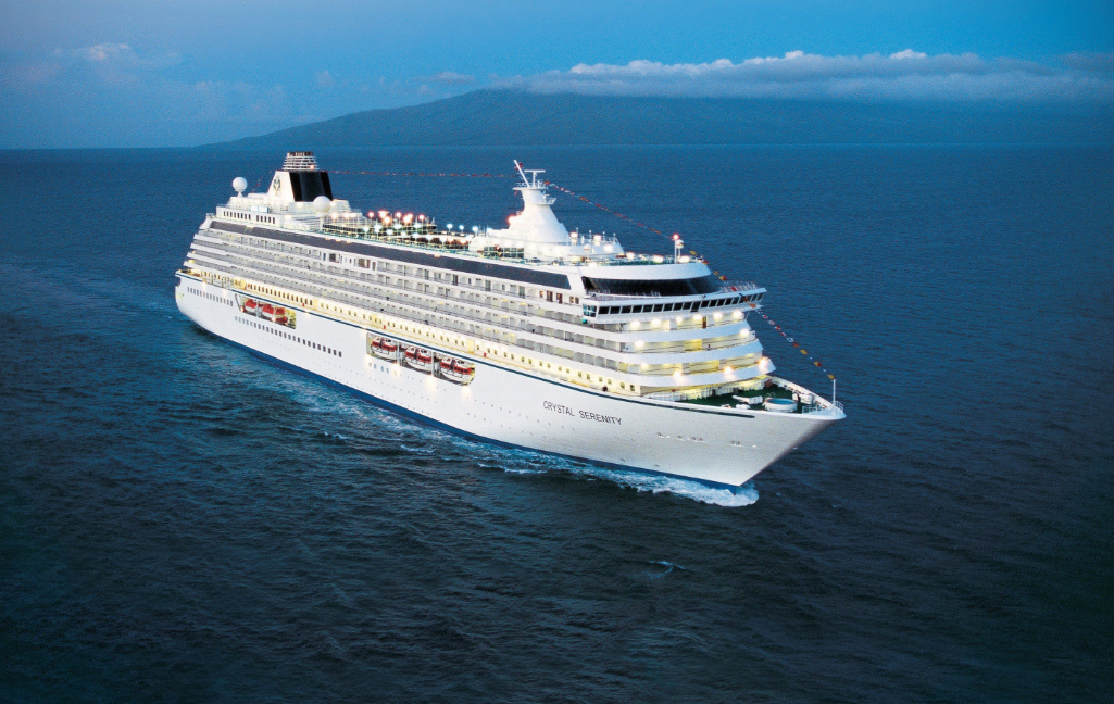 With passengers and crew, there will be over 1,500 people aboard the huge 13-deck Crystal Serenity as it travels across the Arctic this month. (Crystal Cruises)