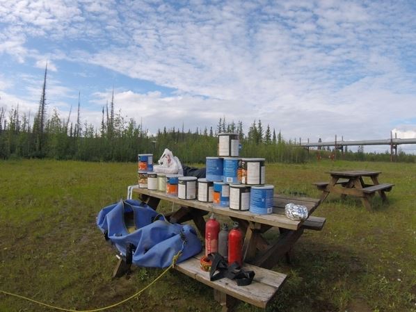 When Denis Morin arrived at the trans-Alaska pipeline span across the Yukon River and the Dalton Highway bridge, he inventoried his food stores. (Denis Morin)