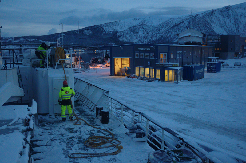 A Hurtigruten ship: essentially a working vessel that carries tourists. (Mia Bennett)