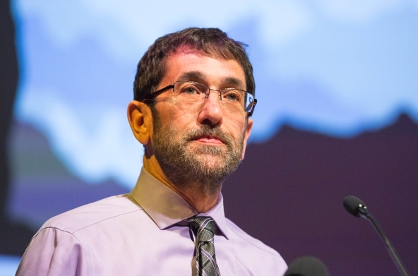Jeff Jessee, CEO of the Alaska Mental Health Trust Authority, speaks at the Alaska Wellness Summit at the Glenn Massay Theater on Thursday. (Loren Holmes / Alaska Dispatch News)