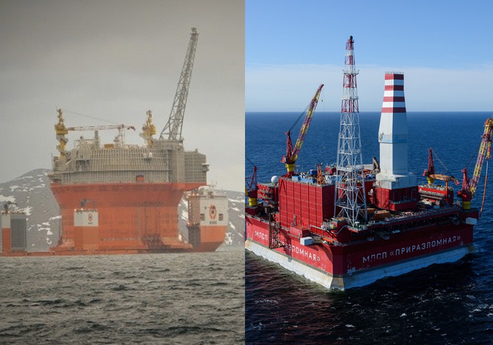 The two oil-producing platforms in Arctic waters.