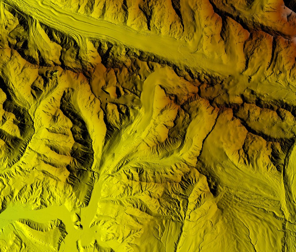 The Gulkana Glacier and river valley region is one of three long-term U.S. Geological Survey glacial monitoring sites. These new digital elevation model images will help anticipate future landscape-level changes, due to, for instance, erosion, extreme events, or climate change. (NGA)