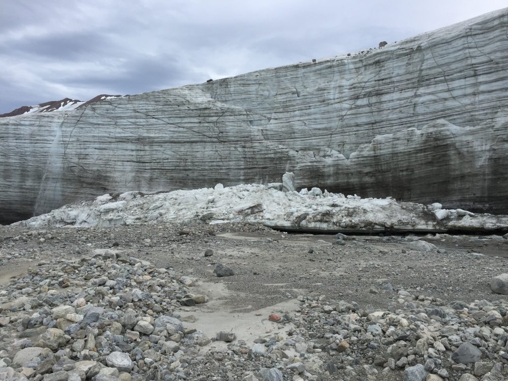 With data collected from a radar satellite (RADARSAT II), Geography professor Brian Moorman hopes to determine whether satellite imagery can measure the dry calving process and the contribution it might be making to rising sea levels. (Brian Moorman / University of Calgary)